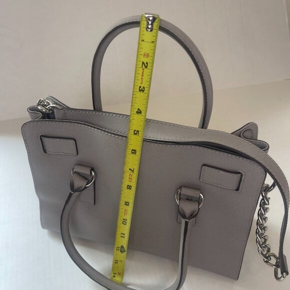 Michael Kors Hamilton EW Micro Stud Stripe Grey Leather Handbag - Picture 7 of 12
